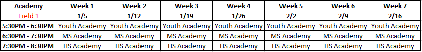 Academy Schedule