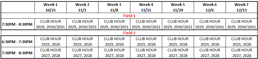 Club Hour Schedule